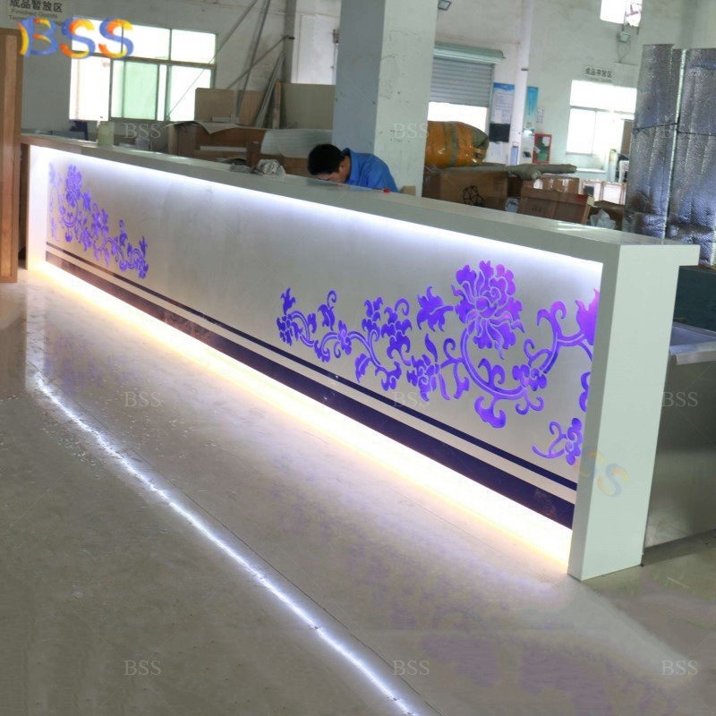 Marble Counter For Fast Food Flower Pattern Krion Beer Juice Counter