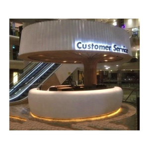 Mall Service Counter Idea Contemporary Luxury Design Thermoformed White Corian Circular Shopping Mall Customer Service Counter