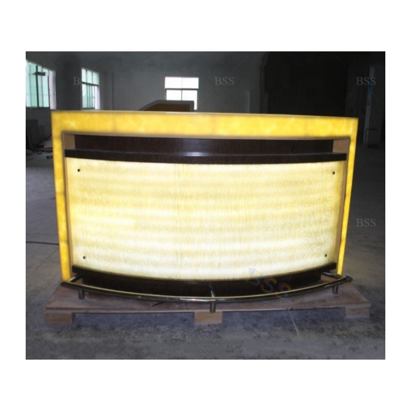 Semi Circle Nightclub Bar Counter Supplier Best High End Remote Control Led Yellow Onyx Stone Half Round Nightclub Bar Counter