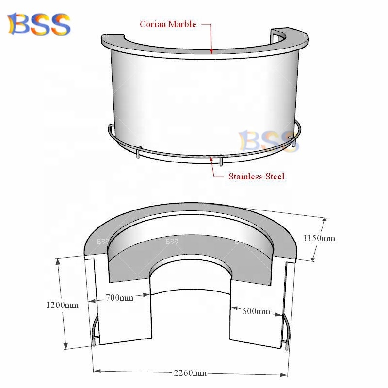 Half Round Bar Counter For Home Luxury White Marble Stone Semi Circle Bar Counter