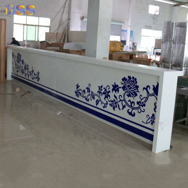 Marble Counter For Fast Food Flower Pattern Krion Beer Juice Counter