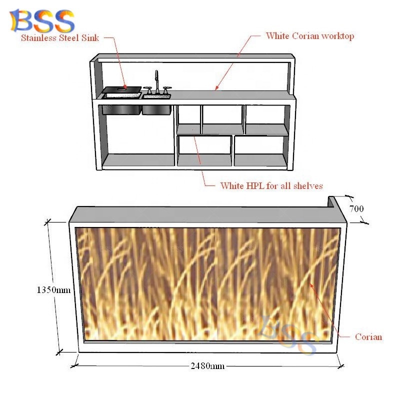 Restaurant Reception Bar Counter Corian Acrylic Fast Food Restaurant Counter