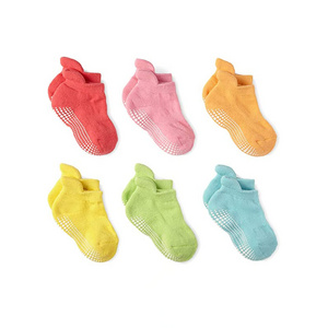 6 Pairs/bag Free Sample Design Manufacture New Born Baby Socks Anti Slip Baby Socks Kid Sock with Stoppers