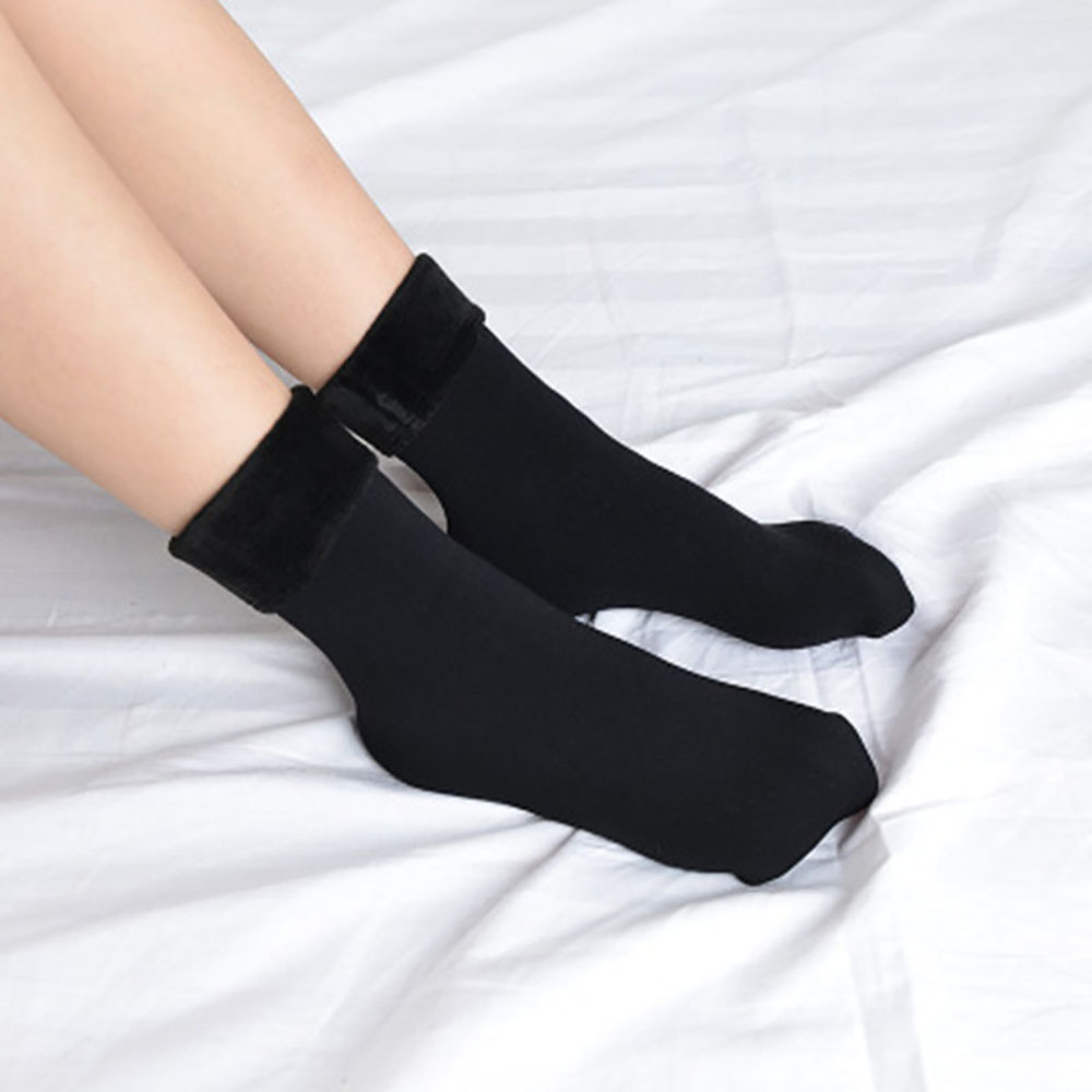 Soft Casual Solid Color Sock Wool Cashmere Home Snow Boots Floor Sock Unisex  Velvet Winter Warm Thicken Thermal Womens Socks