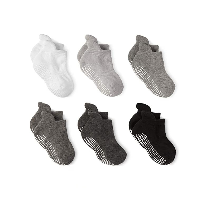 6 Pairs/bag Free Sample Design Manufacture New Born Baby Socks Anti Slip Baby Socks Kid Sock with Stoppers