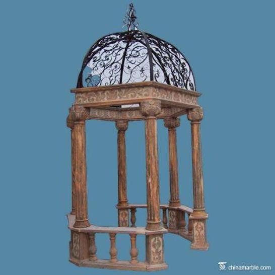 Outdoor Garden wrought iron stone statue gazebo round