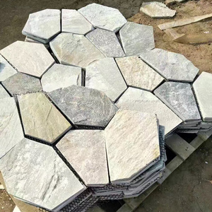 Beige p014 Quartzite Flagstone Net Mesh Mats/Flagstone Patio Tile Pavers