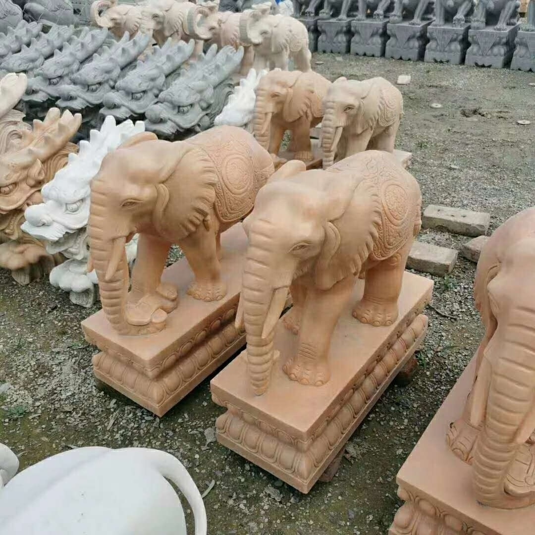 High Quality Hand Carved Garden Outdoor Life Size Marble Indian Elephant Statue