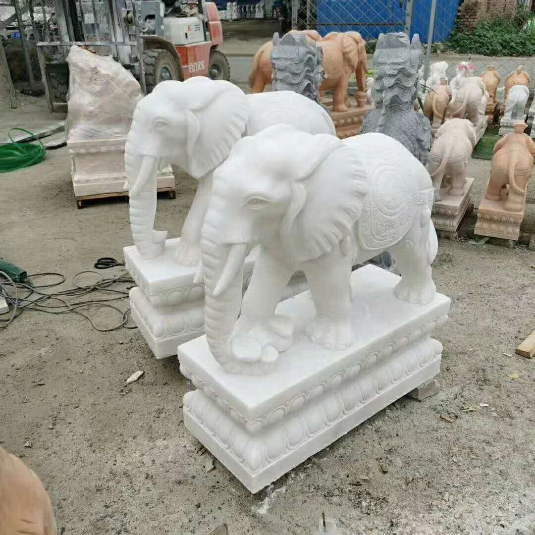 High Quality Hand Carved Garden Outdoor Life Size Marble Indian Elephant Statue