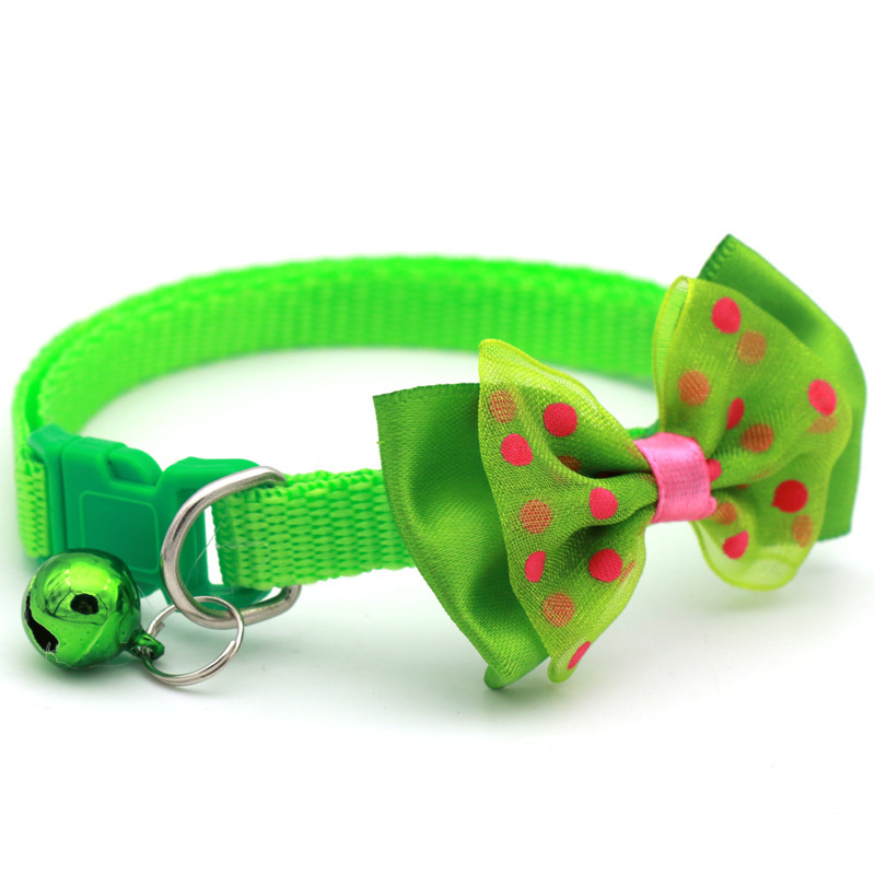 New 1.0cm Width Cat Collar With Bow And Bell Breakaway Cat Collar bell bow tie pet dog cat collars