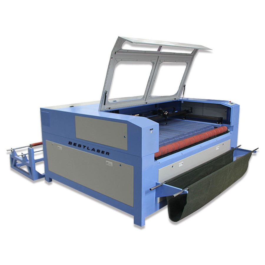 Tubo Laser Co2 80w Reci Auto Feeding Fabric Eextile Label  Carpet Laser Cutting Machine