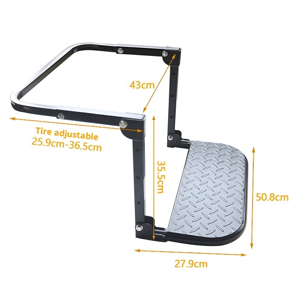 Folding Heavy Duty Tire Step for Truck, SUV and RV Adjustable Tire Mounted Step Fit Most Tire from 10.2