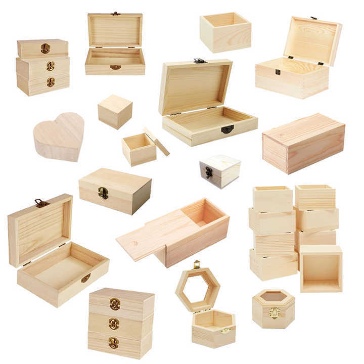 Factory Supply Custom Mini small wood craft Crate gift packaging Jewelry Storage box with sliding acrylic lid