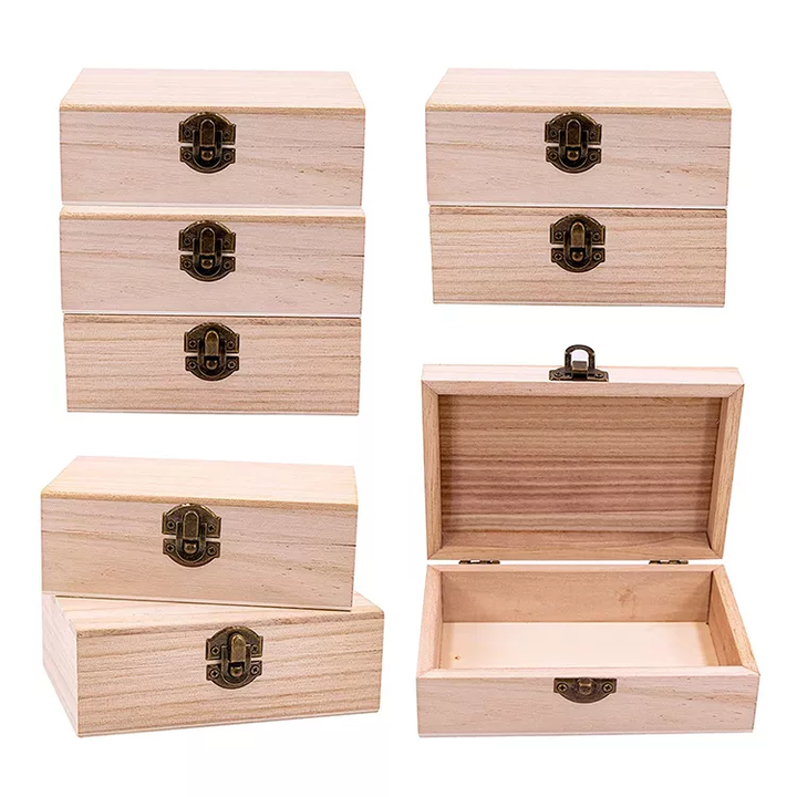 Factory Supply Custom Mini small wood craft Crate gift packaging Jewelry Storage box with sliding acrylic lid