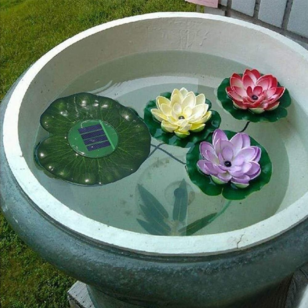 Solar Lotus Light with Led  Lights Floating on the Water Changeable  Automatically, Corrosion Resistance Waterproof  Decorative