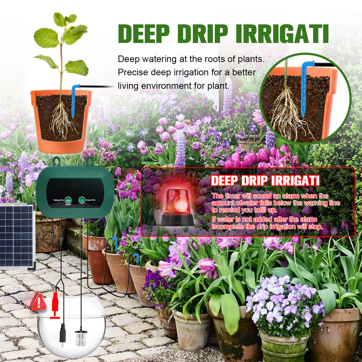 Garden Greenhouse Watering Globes Kit Micro Drip Pumps Solar Hydroponics Equipment Automatic Drip Watering Irrigation System