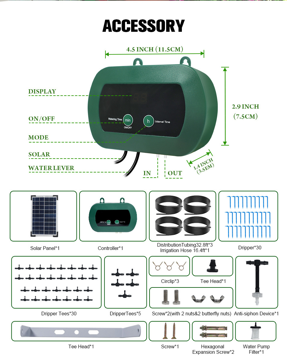 Garden Greenhouse Watering Globes Kit Micro Drip Pumps Solar Hydroponics Equipment Automatic Drip Watering Irrigation System