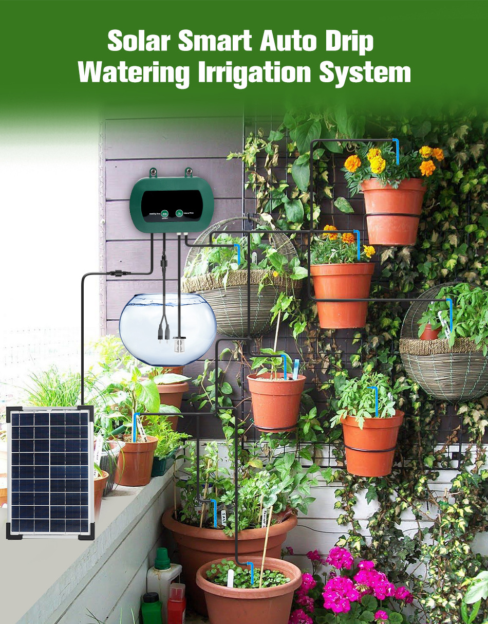 Garden Greenhouse Watering Globes Kit Micro Drip Pumps Solar Hydroponics Equipment Automatic Drip Watering Irrigation System