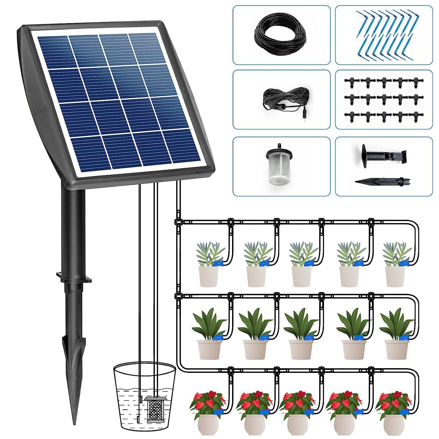 New Design Solar Auto Watering System Solar Powered Automatic Drip Irrigation Kit for Plants micro drip irrigation kit drip drop