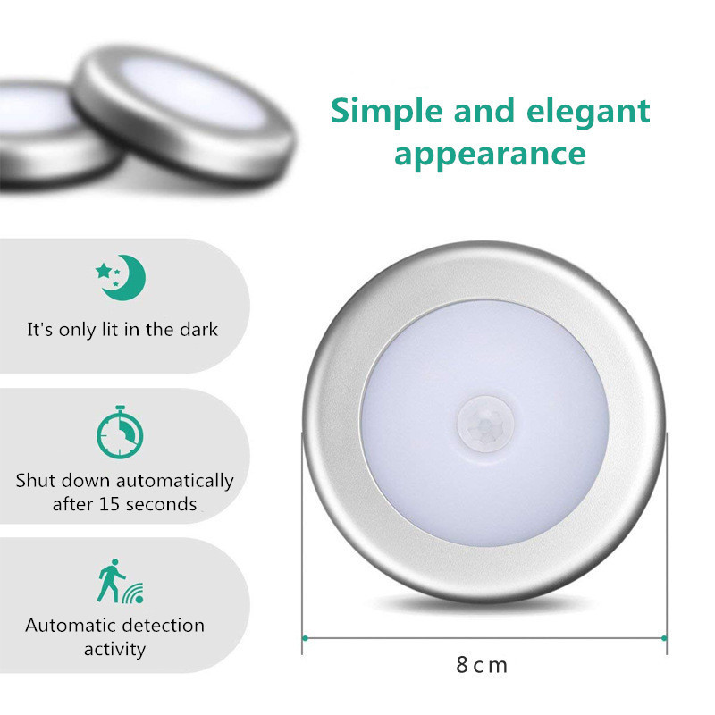 Bed Led Motion Sensor Motion Sensor Round LED Cabinet light Energy Saving Wall Lamp Lighting By 3A Battery For Closet Bedroom