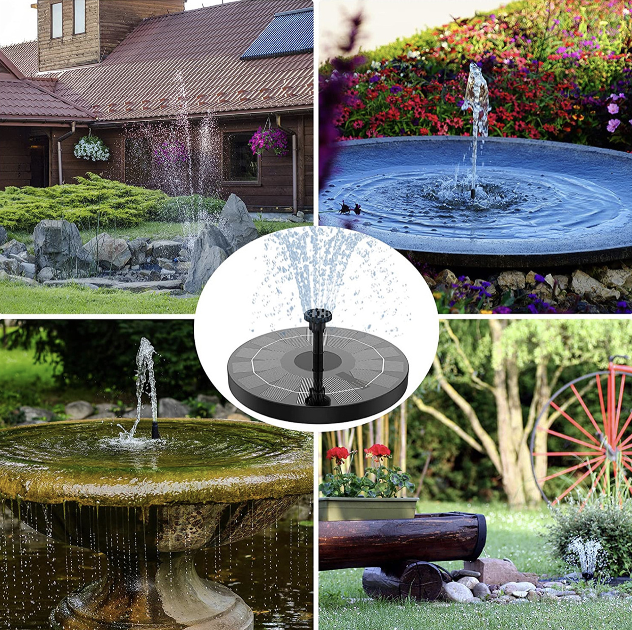 Solar fountain free standing floating solar power water fountain pump for bird bath garden pond pool fish tank