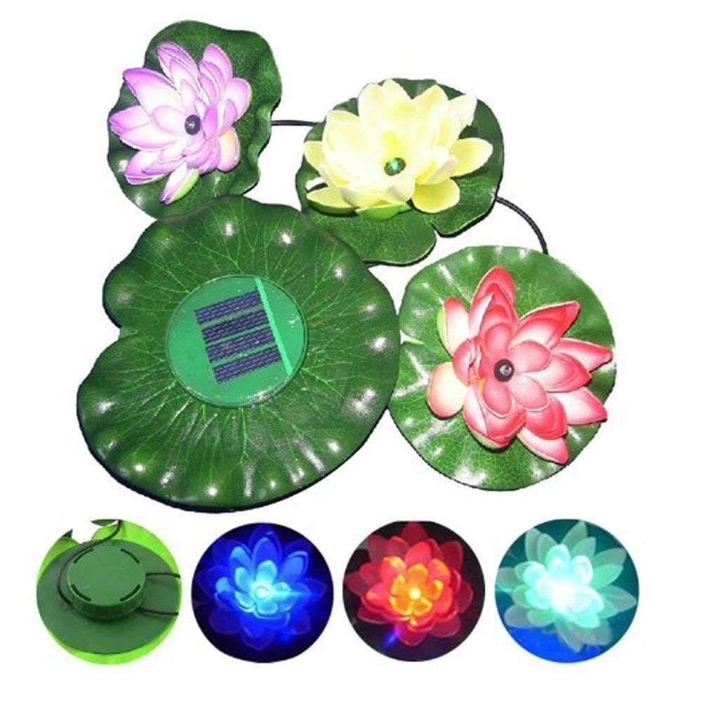 Solar Lotus Light with Led  Lights Floating on the Water Changeable  Automatically, Corrosion Resistance Waterproof  Decorative