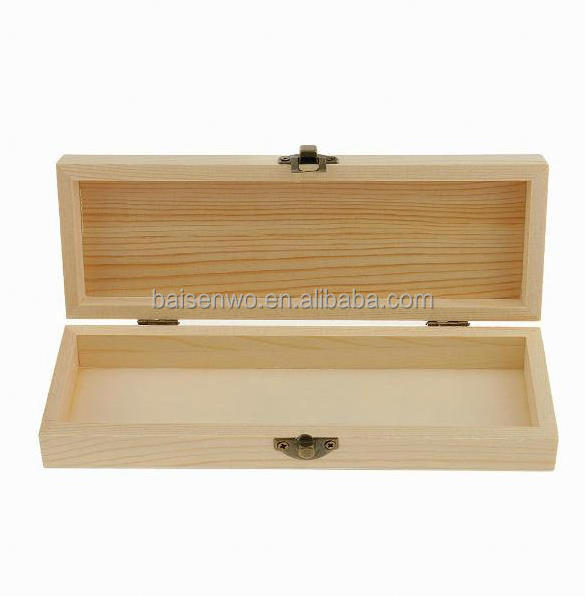 Handmade Packing Box Unfinished Pine Wooden With Hinged Lid Pine Wood Gift Box