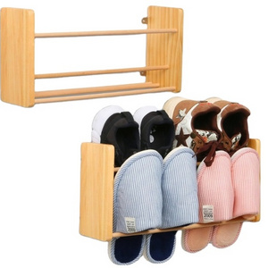 Solid wood storage rack 2 pieces wall mounted camper and RV shoes storage