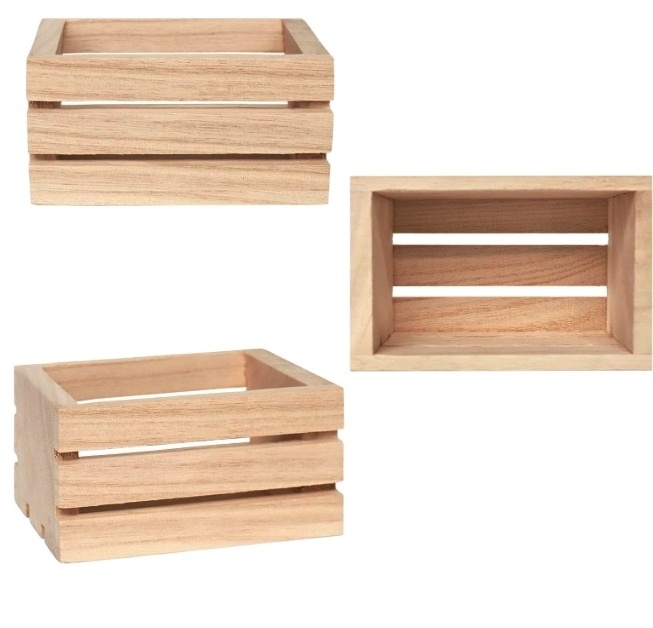 4 Pack Mini Rustic Wooden Crates,Decorative Crates Unfinished Wood Box,Crate Storage Box For Kitchen