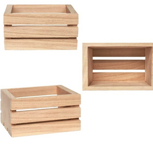 4 Pack Mini Rustic Wooden Crates,Decorative Crates Unfinished Wood Box,Crate Storage Box For Kitchen