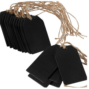 Double Sided Mini Wood Chalkboard Tags Hanging Wooden Chalkboard Signs Price Tag Label Rectangle Blackboard Massage Board Signs