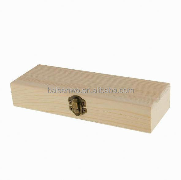 Handmade Packing Box Unfinished Pine Wooden With Hinged Lid Pine Wood Gift Box