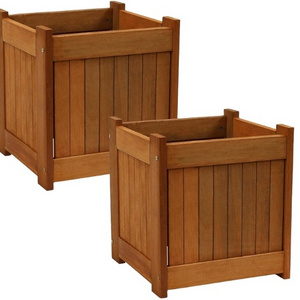 Wood Outdoor Planter Box With Teak Oil -porch And Patio Outside Plant And Vegetable Container