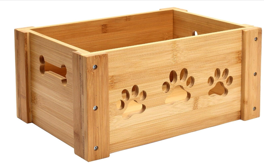 Best Selling Wooden Crate Hamper Wooden Dog Toy Box Pet Food Box Wooden Storage Crates