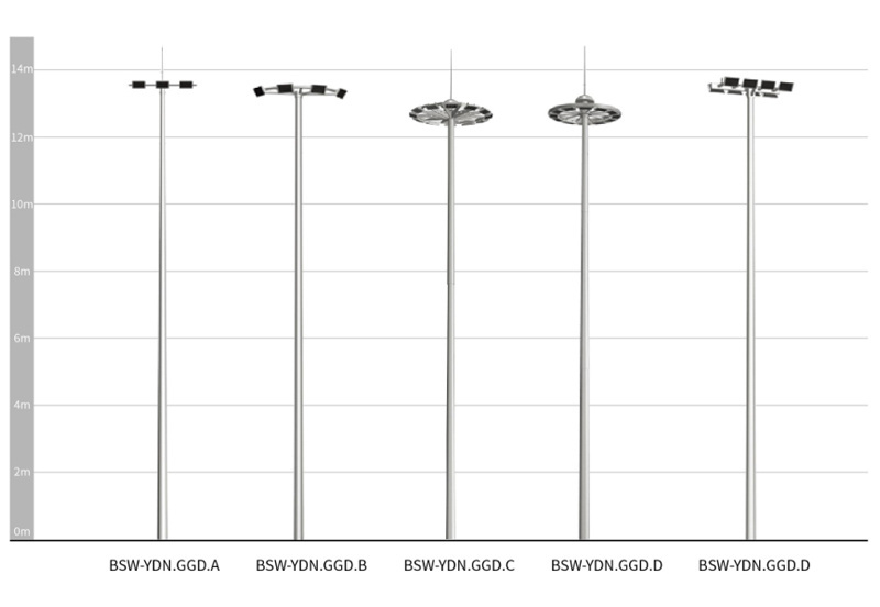 BSW 20m25m30m35m Lowering Device High Mast Pole with led flood light