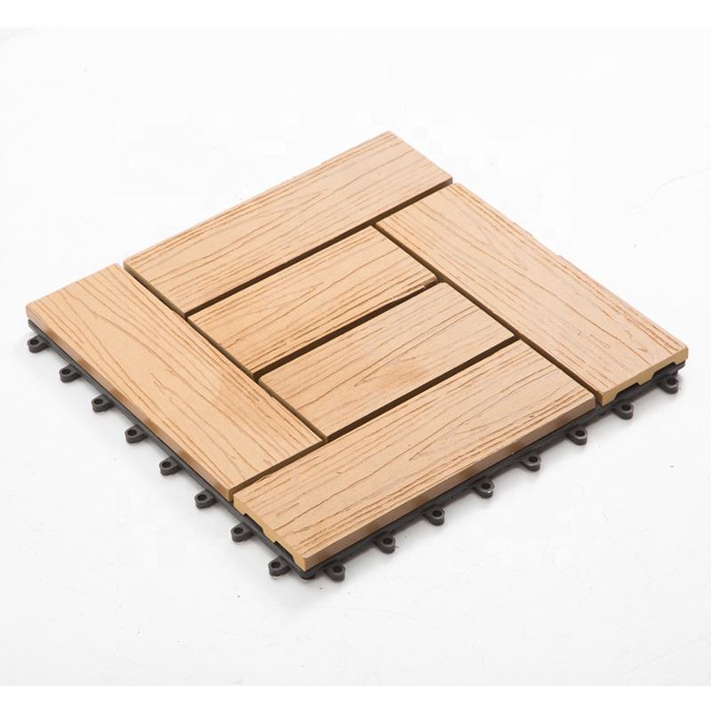 Cheap Terrace straight grooves water-proof gray WPC DIY decking tiles composite square wood click tiles