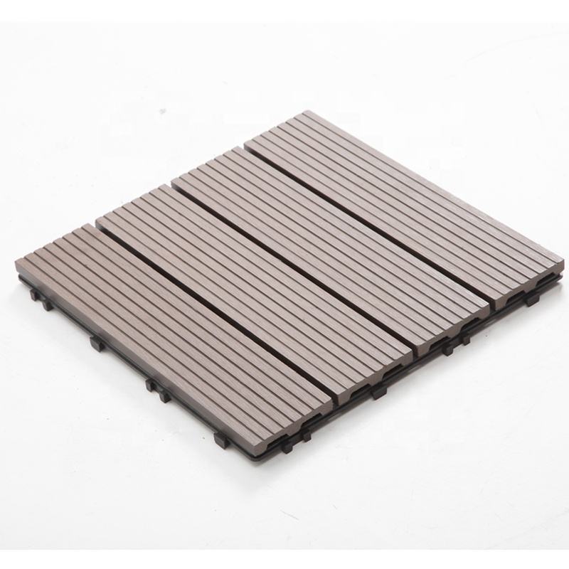 Cheap Terrace straight grooves water-proof gray WPC DIY decking tiles composite square wood click tiles