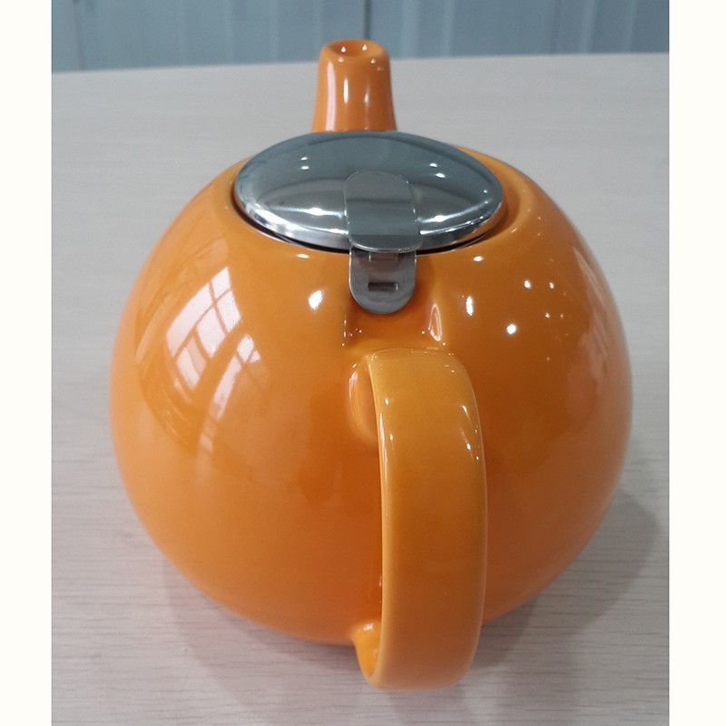 Wholesale Custom Teapots Candy Colors Ceramic Teapot Stoneware Tea Pot Stainless Steel Lid And Infuser Tea Pots