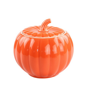 Pumpkin ceramic kitchen sealed food storage jar with lid