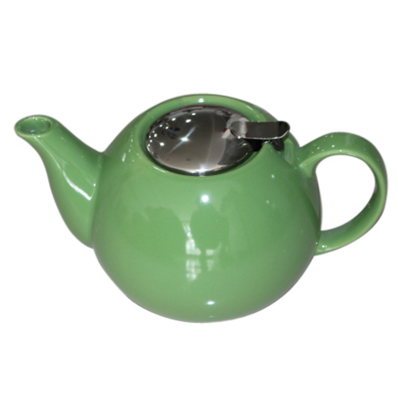 Wholesale Custom Teapots Candy Colors Ceramic Teapot Stoneware Tea Pot Stainless Steel Lid And Infuser Tea Pots