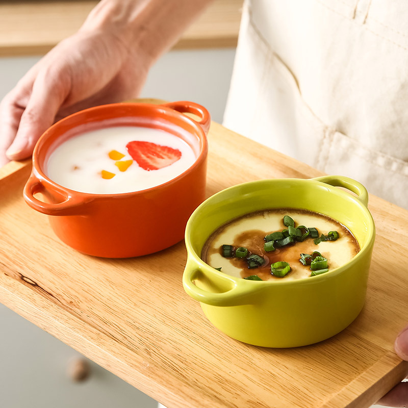 Custom Mini Stoneware Sublimation Soup Pot Ceramic Casserole Small Creme Brulee Oven Cake Bowl Bakeware Sets With Lid