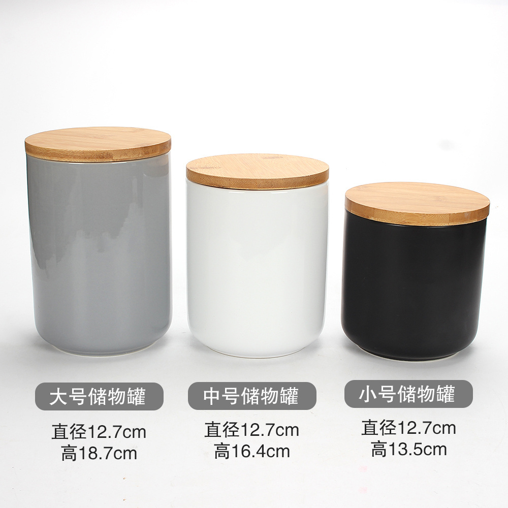 Custom Sublimation Airtight Ceramic Coffee Tea Spice Storage Cookie Sugar Storages Dog Treat Jar With Bamboo Lid