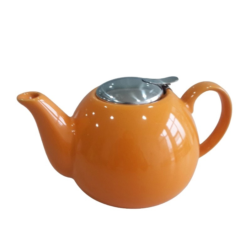 Wholesale Custom Teapots Candy Colors Ceramic Teapot Stoneware Tea Pot Stainless Steel Lid And Infuser Tea Pots