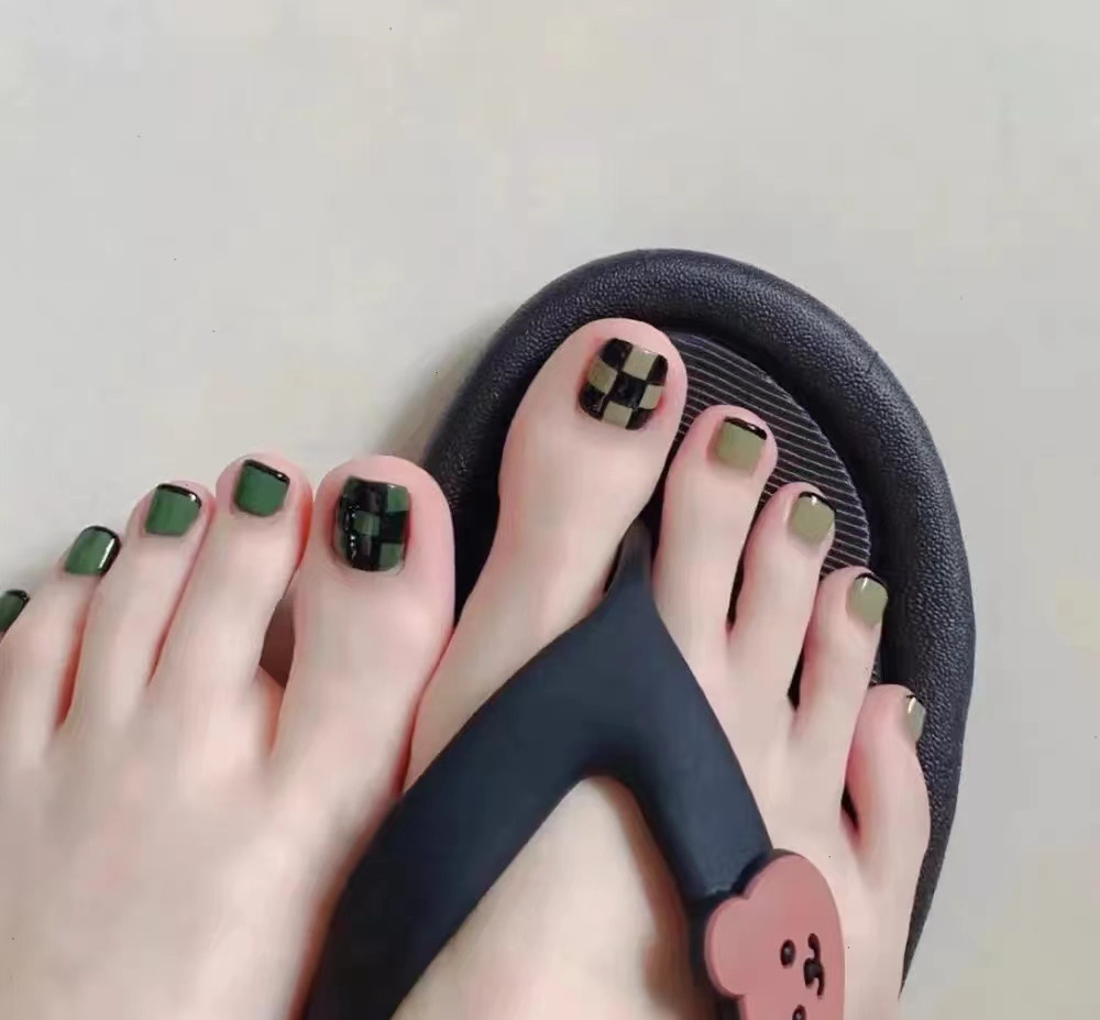 Custom Logo Fashion Press On Toenails With Rhinestone Toe Faux Ongle Sexy Artificial Nails