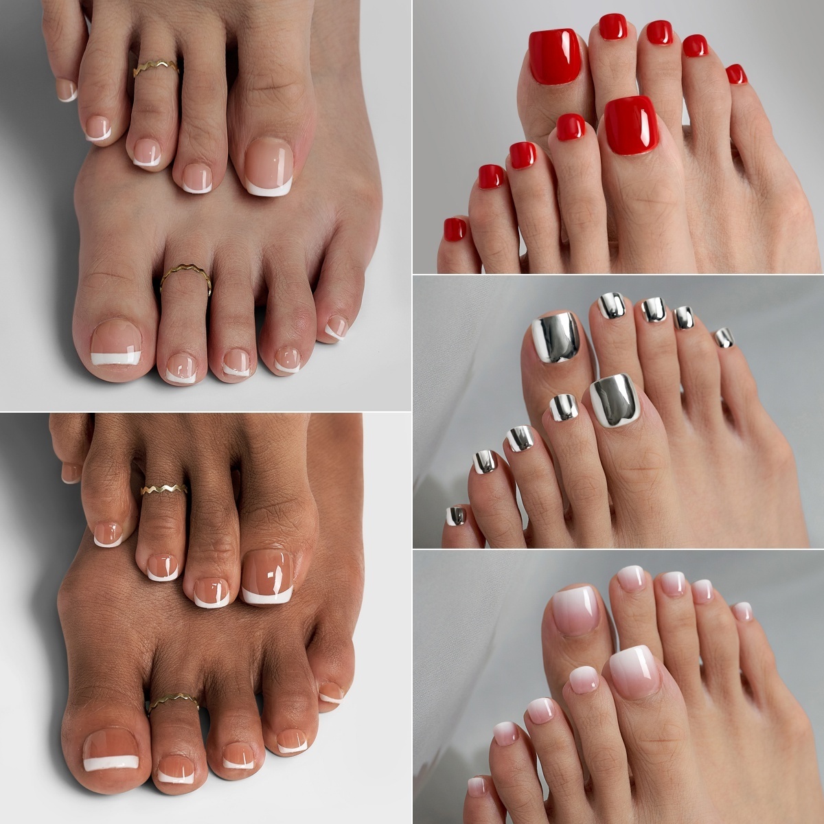 BTartbox Custom Press On Toenails Kit Wholesale Short Square Fake Artificial French Nails Soft Gel Press On Toe Nails