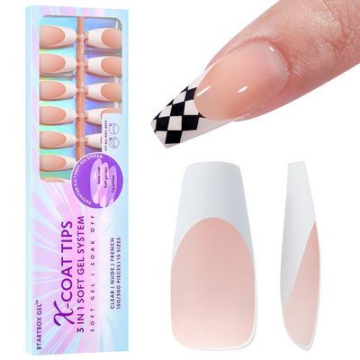 XCOATTIPS 150pcs Nude French Tip Press On Nails Medium Coffin Fake Nails Wholesale French Press On Nails  For Home Salon