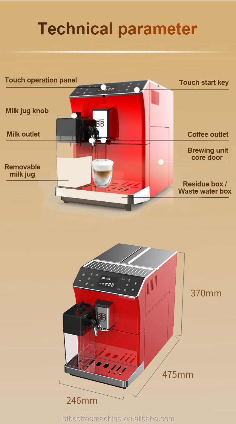 Coffee Maker with Grinder Built in Grind and Brew Two Functions Automatic Bean to Cup Espresso Coffee Machine