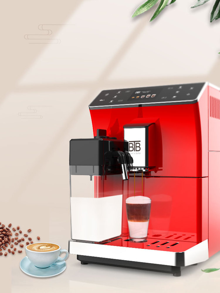 BTB-202 with Milk System, Fully Automatic Machine Bean to Cup Espresso Cappuccino and Iced Coffee Maker, Colored Touch Display