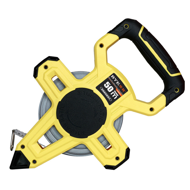 BTE High Quality Hand-held 30m 50m 100m Surveyor Tape Measure Open Reel Tape Measures Fiberglass Measuring Tape