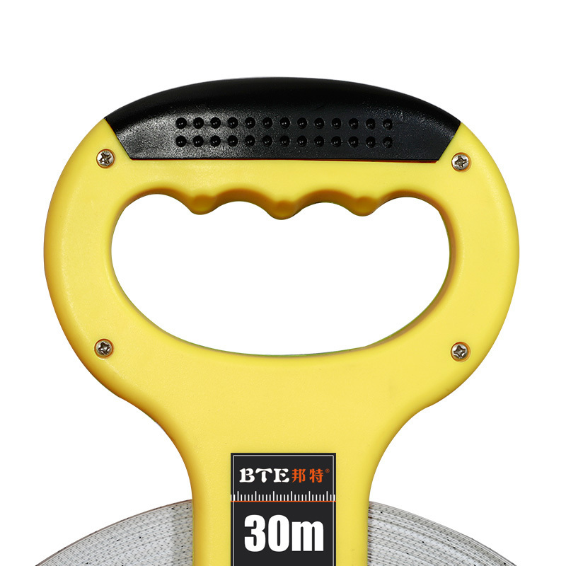 BTE High Quality Retractable 100ft 165ft 330ft Long Fiber Measuring Tape Open Reel Land Surveyor Tape Measure 30m 50m 100m